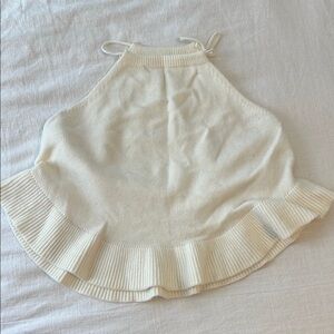 American Threads Cream Fit and Flare Sweater Tank Top